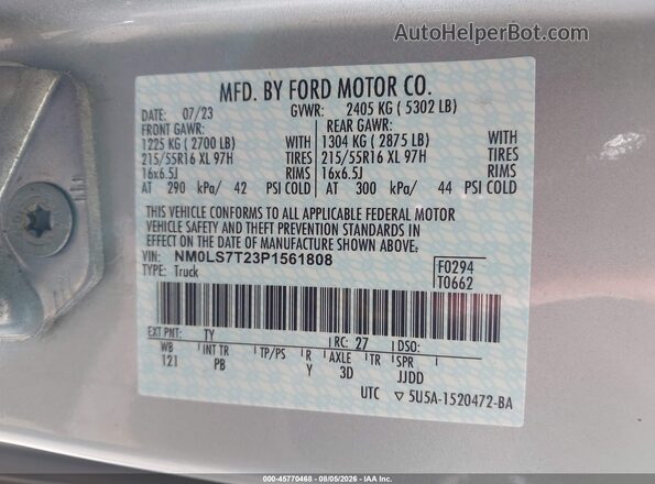 NM0LS7T23P1561808 2023 FORD TRANSIT CONNECT Silver Widok komory silnika
