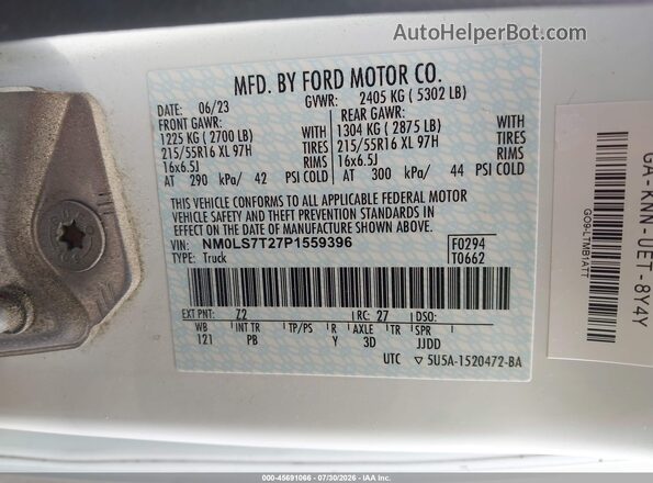 NM0LS7T27P1559396 2023 FORD TRANSIT CONNECT White Вид підкапотного простору