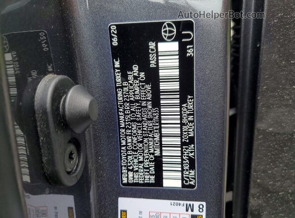 NMTKHMBX1LR114835 2020 TOYOTA C-HR Gray Вид підкапотного простору
