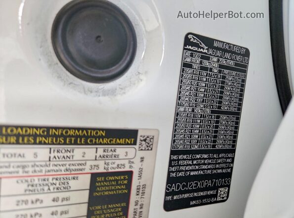 SADCJ2EX0PA710133 2023 JAGUAR F-PACE White 360 interior view