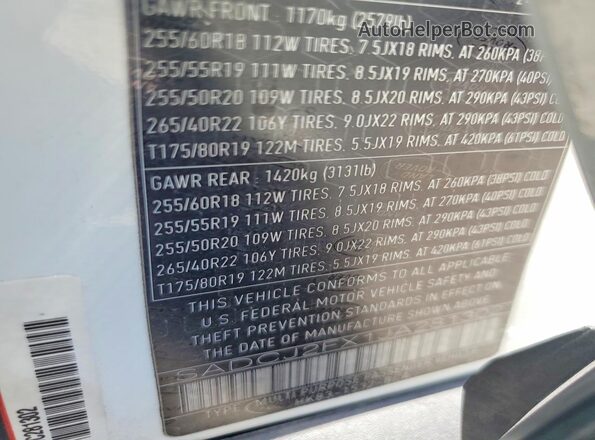 SADCJ2FX1JA281302 2018 JAGUAR F-PACE White VIN sticker view