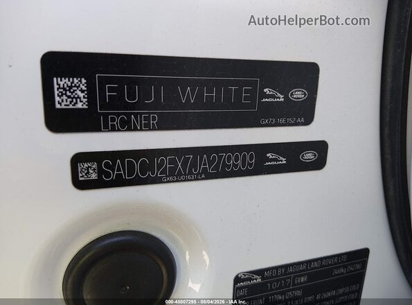 SADCJ2FX7JA279909 2018 JAGUAR F-PACE White Engine compartment view