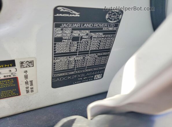 SADCK2FX9LA644445 2020 JAGUAR F-PACE White Панорамний вид салону 360°