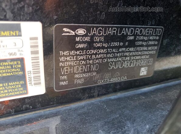 SAJAD4BG0HA968133 2017 JAGUAR XF Black Вид підкапотного простору