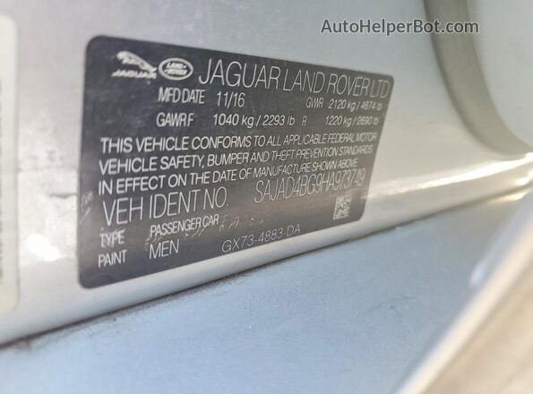 SAJAD4BG9HA973749 2017 JAGUAR XF Silver Вид підкапотного простору