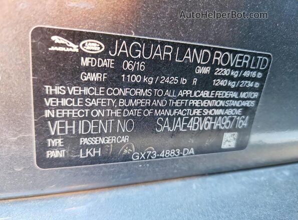 SAJAE4BV6HA957164 2017 JAGUAR XF Серый Вид подкапотного пространства