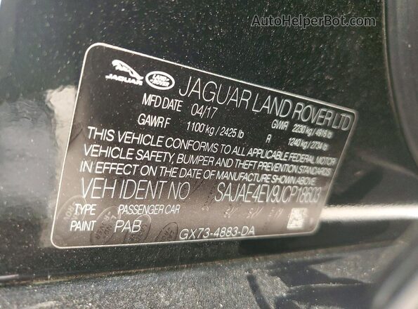SAJAE4EV9JCP18603 2018 JAGUAR XF Black Engine compartment view