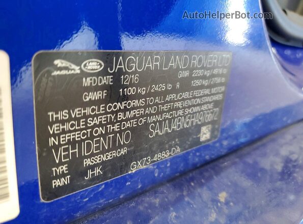 SAJAJ4BN5HA976672 2017 JAGUAR XF Blue ძრავის განყოფილების ხედი