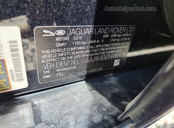 SAJAK4BV0HA969478 2017 JAGUAR XF Black Vista del compartimento del motor