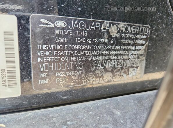 SAJAR4BG2HA975280 2017 JAGUAR XF Black Вид підкапотного простору