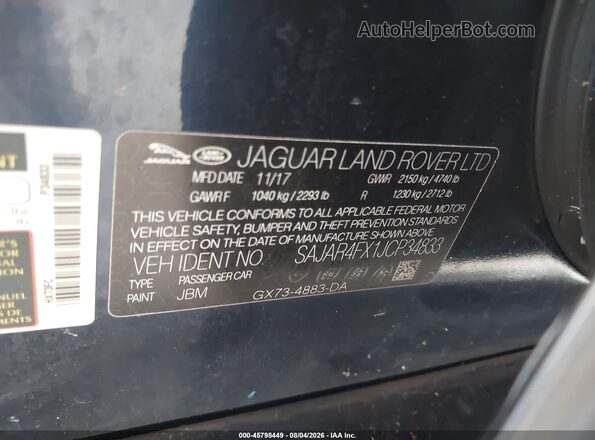 SAJAR4FX1JCP34833 2018 JAGUAR XF Blue ძრავის განყოფილების ხედი