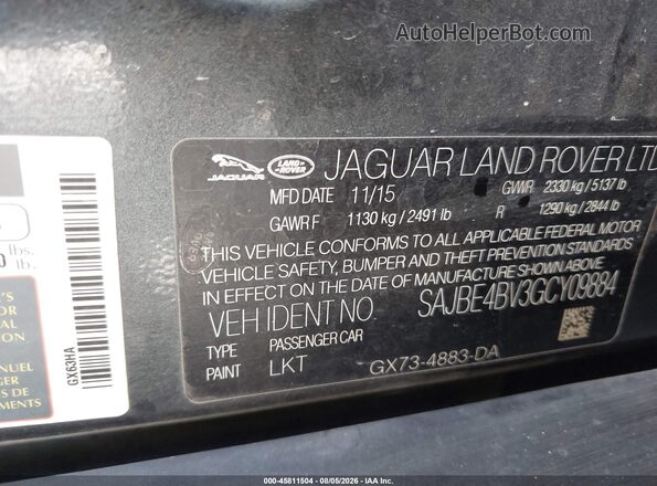 SAJBE4BV3GCY09884 2016 JAGUAR XF Серый Вид подкапотного пространства
