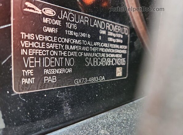 SAJBG4BV8HCY43105 2017 JAGUAR XF Black Vista del compartimento del motor