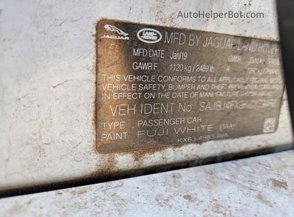 SAJBJ4FX9KCY79468 2019 JAGUAR XF White Շարժիչի բաժամունքի տեսք