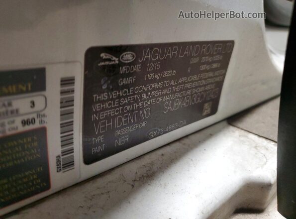 SAJBK4BV3GCY12423 2016 JAGUAR XF White Вид підкапотного простору