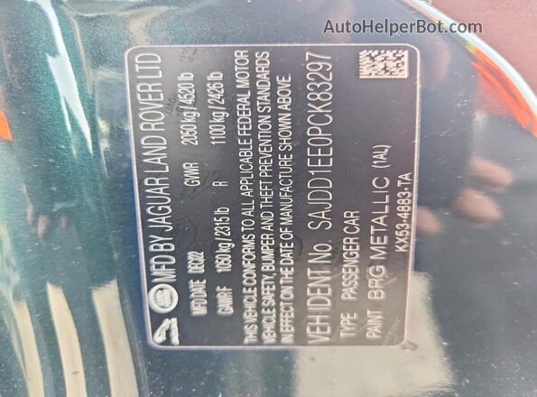 SAJDD1EE0PCK83297 2023 JAGUAR F-TYPE Green VIN sticker view