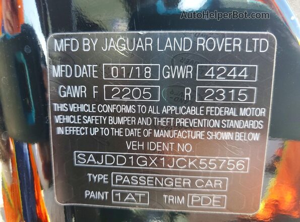 SAJDD1GX1JCK55756 2018 JAGUAR F-TYPE Black ძრავის განყოფილების ხედი