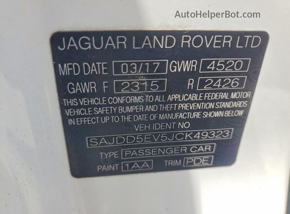 SAJDD5EV5JCK49323 2018 JAGUAR F-TYPE White Engine compartment view
