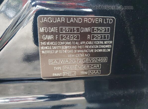 SAJWA2G72G8V92469 2016 JAGUAR XJL Black Vista del compartimento del motor