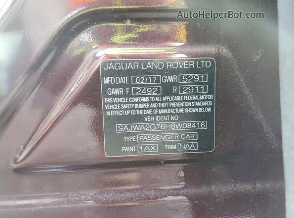 SAJWA2G76H8W08416 2017 JAGUAR XJL Burgundy Vista del compartimento del motor