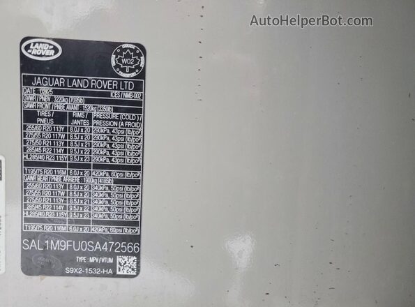SAL1M9FU0SA472566 2025 LAND ROVER RANGE Silver Engine compartment view