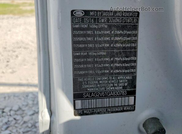 SALAG2V61GA830783 2016 LAND ROVER LR4 White Вид підкапотного простору