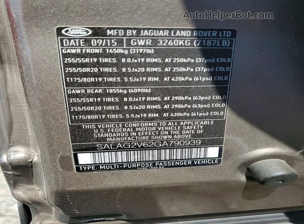 SALAG2V62GA790939 2016 LAND ROVER LR4 Beige Vista del compartimento del motor