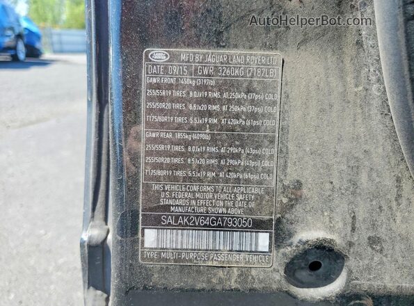 SALAK2V64GA793050 2016 LAND ROVER LR4 Black Widok wnętrza 360 stopni