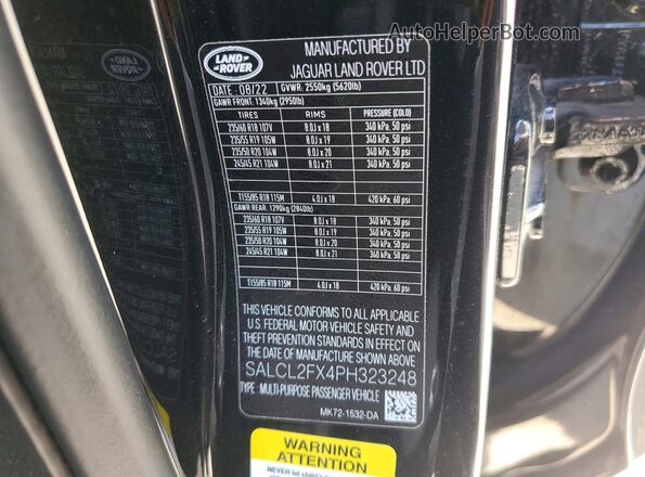 SALCL2FX4PH323248 2023 LAND ROVER DISCOVERY Black VIN կոդի պիտակի տեսք