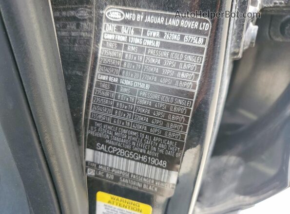 SALCP2BG5GH619048 2016 LAND ROVER DISCOVERY Black Vista interior de 360 grados