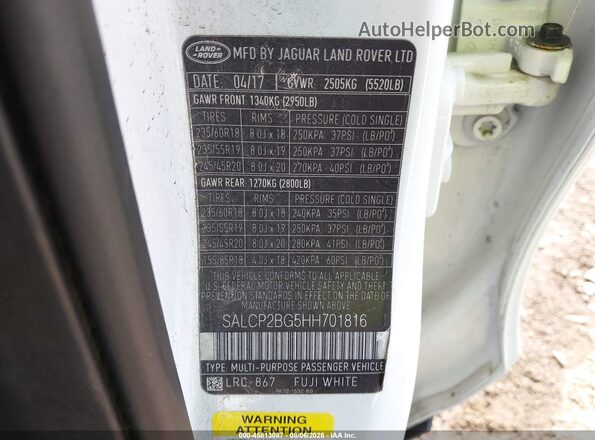 SALCP2BG5HH701816 2017 LAND ROVER DISCOVERY SPORT White Շարժիչի բաժամունքի տեսք