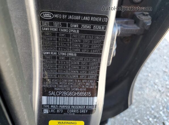 SALCP2BG6GH565615 2016 LAND ROVER DISCOVERY Gray Engine compartment view