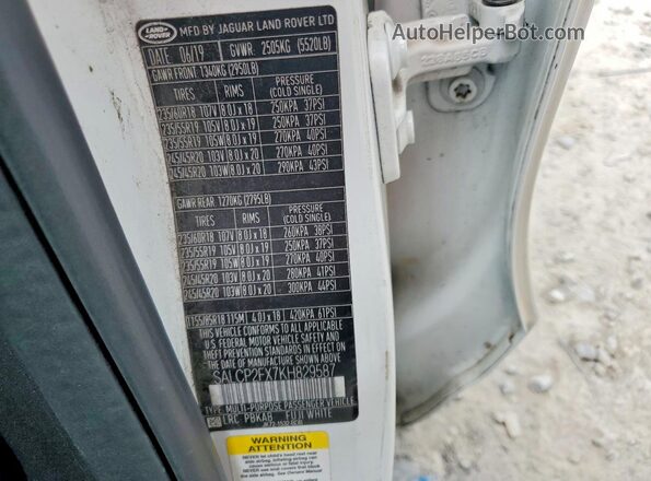 SALCP2FX7KH829587 2019 LAND ROVER DISCOVERY White 360 interior view