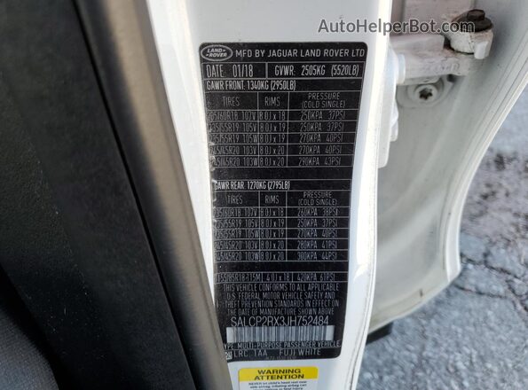 SALCP2RX3JH752484 2018 LAND ROVER DISCOVERY Белый 