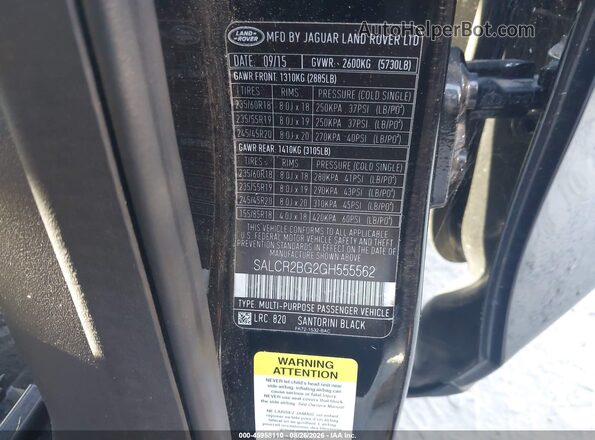 SALCR2BG2GH555562 2016 LAND ROVER DISCOVERY SPORT Black Вид підкапотного простору