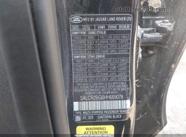 SALCR2BG6HH669078 2017 LAND ROVER DISCOVERY SPORT Black Vista del compartimento del motor