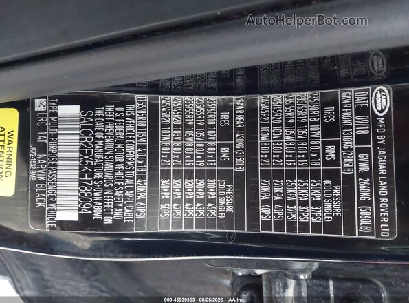 SALCR2FX5KH788094 2019 LAND ROVER DISCOVERY SPORT Black Widok komory silnika