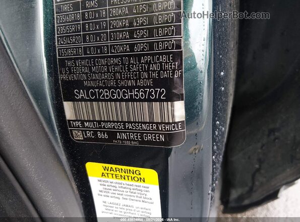 SALCT2BG0GH567372 2016 LAND ROVER DISCOVERY SPORT Green Շարժիչի բաժամունքի տեսք