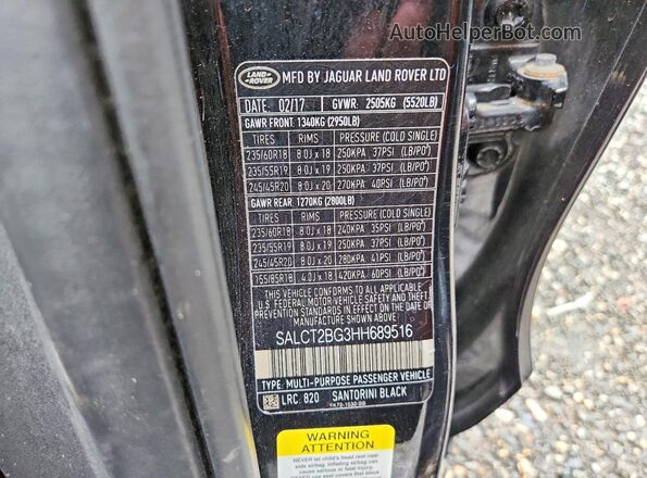 SALCT2BG3HH689516 2017 LAND ROVER DISCOVERY Black VIN կոդի պիտակի տեսք