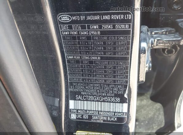 SALCT2BGXGH593638 2016 LAND ROVER DISCOVERY SPORT Черный Вид подкапотного пространства