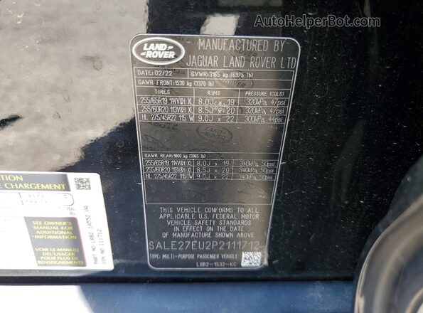 SALE27EU2P2111712 2023 LAND ROVER DEFENDER Black Vista interior de 360 grados