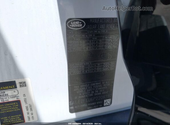 SALE2FEU6P2208387 2023 LAND ROVER DEFENDER White ძრავის განყოფილების ხედი
