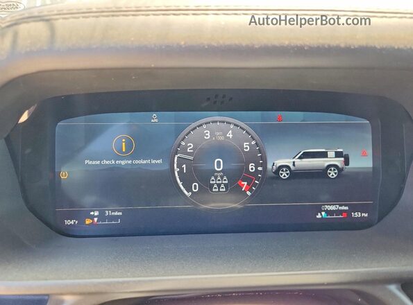 SALE3ERU4M2035823 2021 LAND ROVER DEFENDER Черный Вид щитка приборов