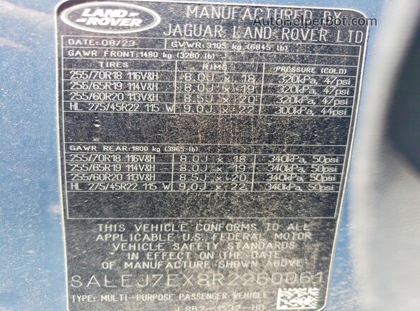 SALEJ7EX8R2260061 2024 LAND ROVER DEFENDER Blue Вид підкапотного простору