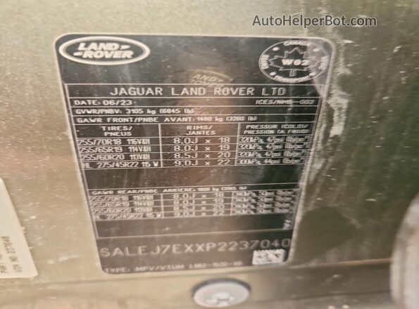 SALEJ7EXXP2237040 2023 LAND ROVER DEFENDER Green სალონის 360-გრადუსიანი ხედი