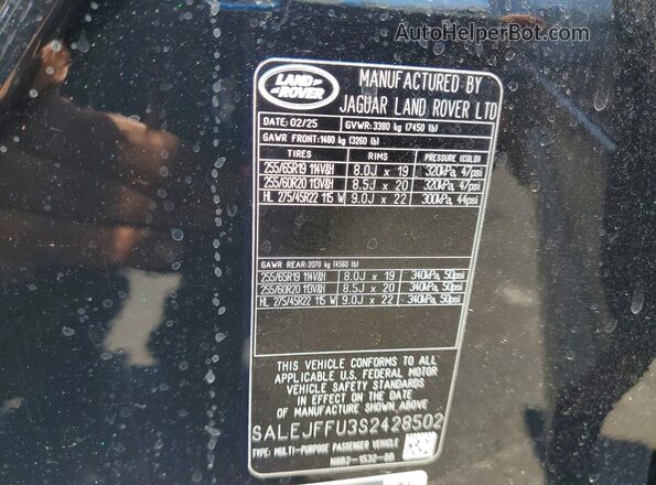 SALEJFFU3S2428502 2025 LAND ROVER DEFENDER Black VIN კოდის სტიკერის ხედი