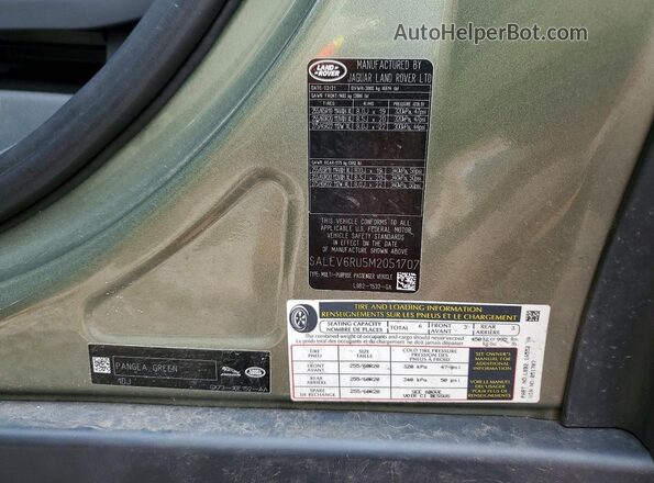 SALEV6RU5M2051707 2021 LAND ROVER DEFENDER Green Widok wnętrza 360 stopni