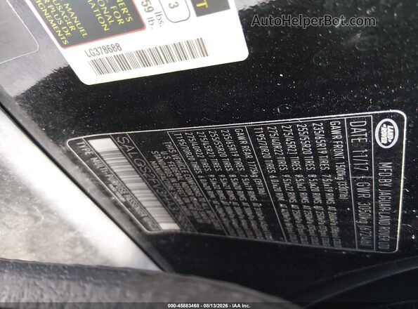 SALGS2FV3HA378688 2017 LAND ROVER RANGE ROVER Black Вид підкапотного простору