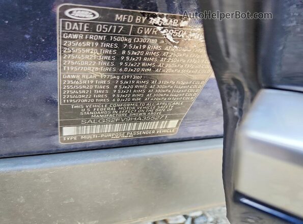 SALGS2FV9HA355271 2017 LAND ROVER RANGE Blue Engine compartment view