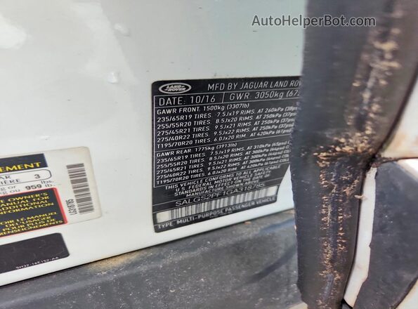 SALGS2PF1GA318785 2016 LAND ROVER RANGE White Շարժիչի բաժամունքի տեսք